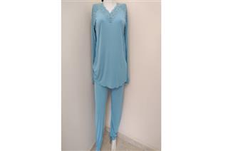 PIJAMA PLUME RENDA AZUL LUNA 