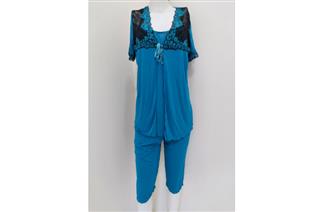 PIJAMA TWINSET AZUL RENDA BICOLOR 