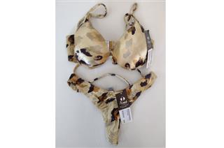 CONJ. FIO VELUDO MOLHADO LEOPARDO GOLD 