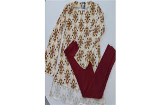 Pijama Legging Bata Capadòcia Apache, Est. Pedras e Plume Flanelado Nude Chantilly